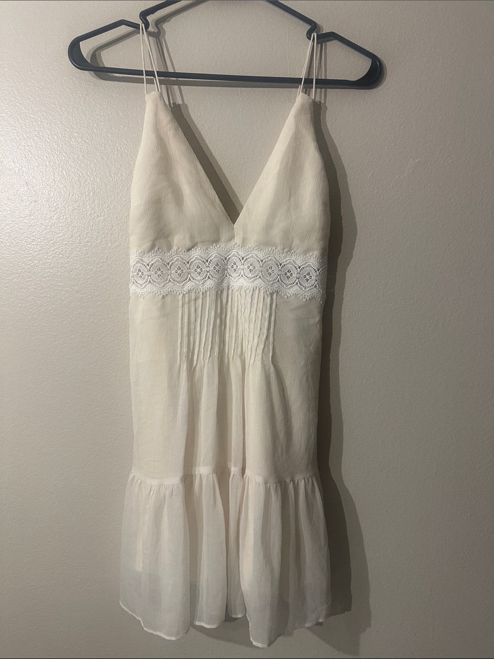 NWT Abercrombie & fitch Cream Lace-Trim Spaghetti Strap Sundress Sz XS